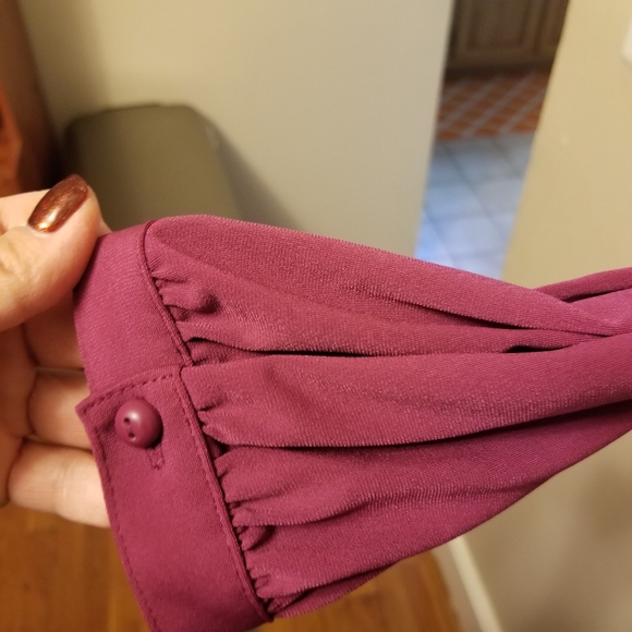 Apostrophe Womens Long Sleeve Shirt Blouse Shirt Top Lace Inset Berry Medium - Picture 4 of 10